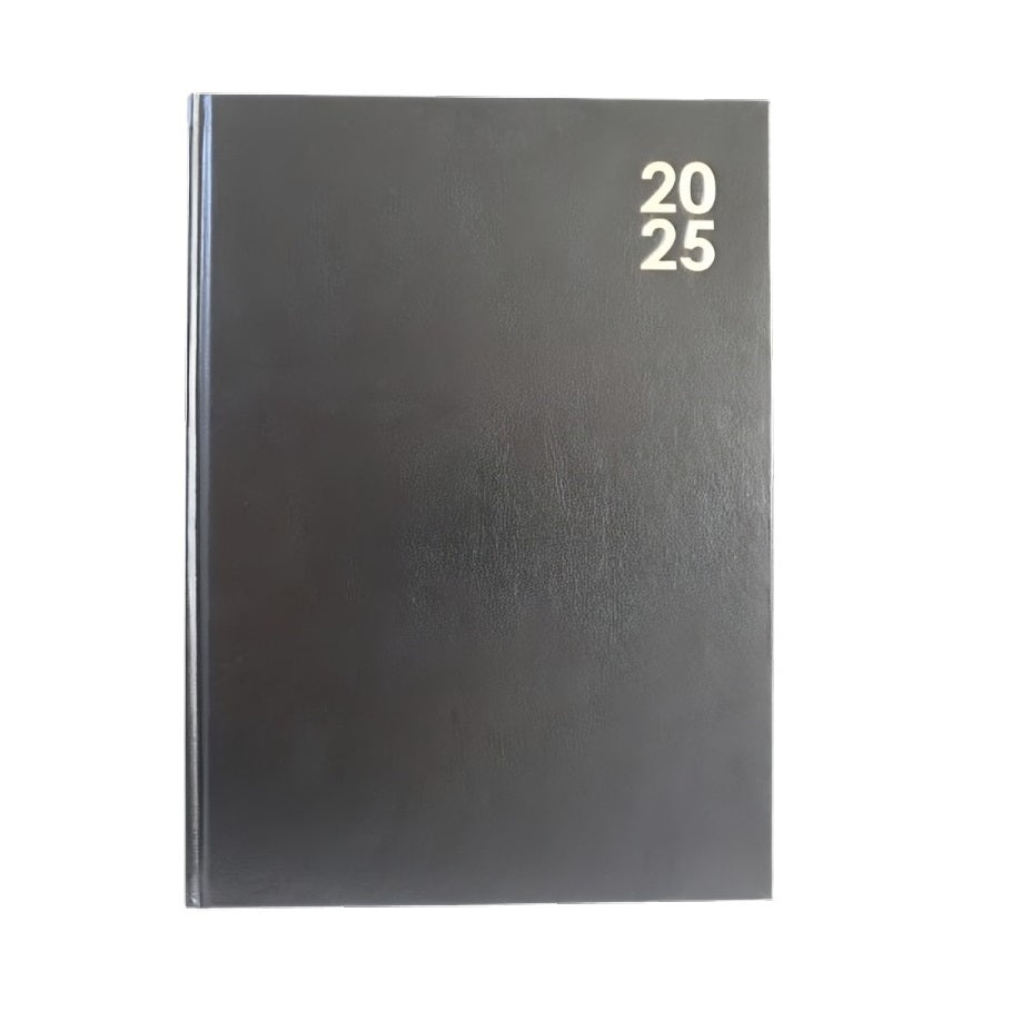 Design Group A4 2025 Week Day To Page Hardback Diary Black FSC-BASA25