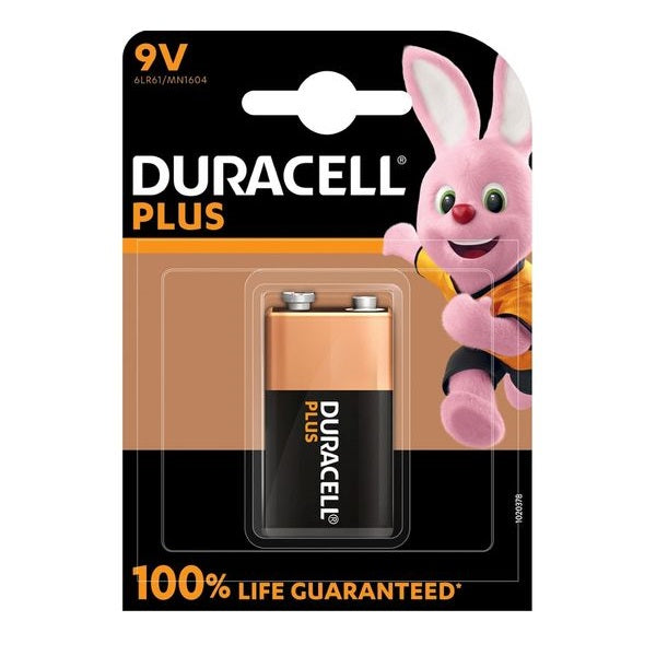 Duracell Plus 9V Alkaline Battery Copper and Black 6LR61-MN1604