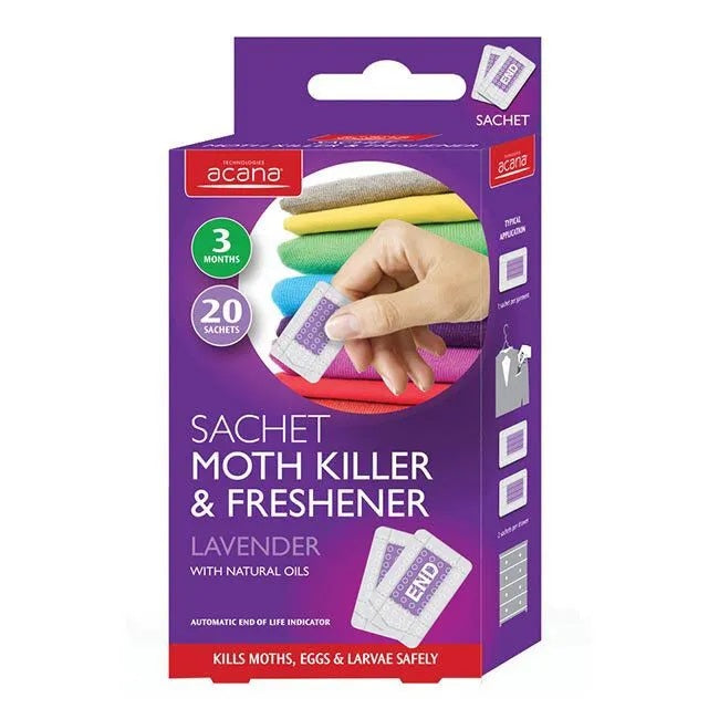 Acana Moth Killer and Freshener Sachets with Lavender Fragrance White Pack of 20 26741