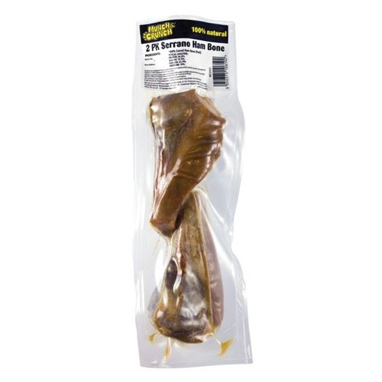 151 Munch and Crunch Natural Serrano Ham Bone Dog Food Brown Pack of 2 MC0125