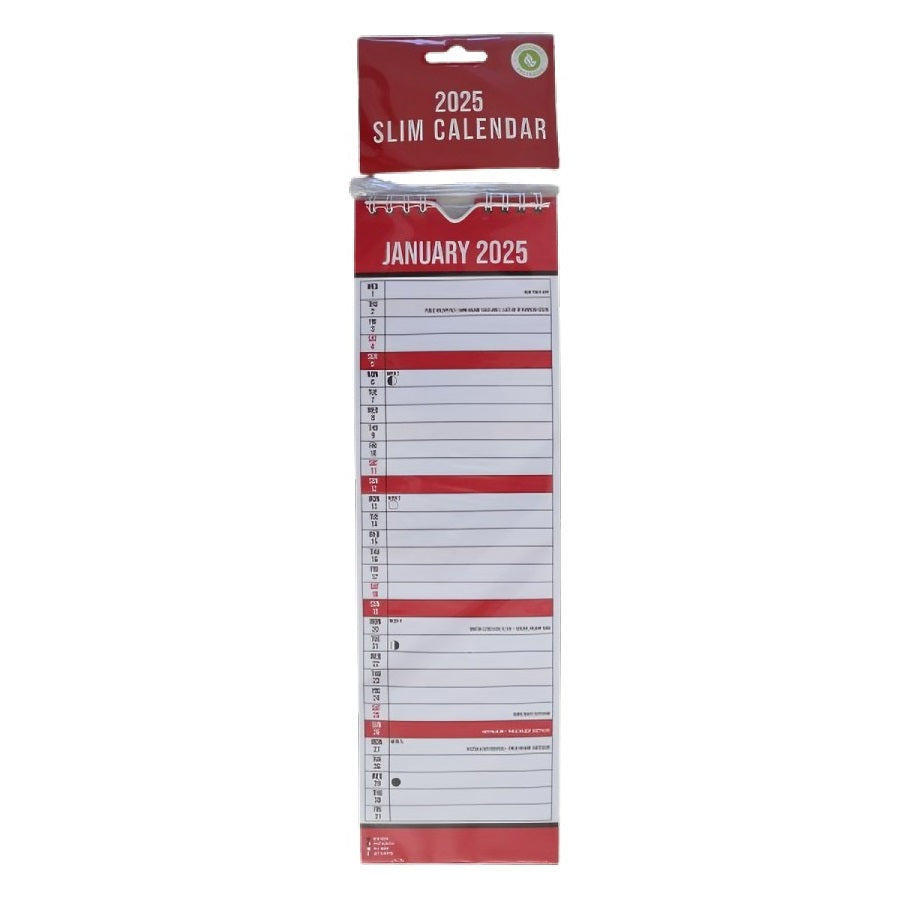 Design Group 2025 Commercial Slim Calendar Red and White YES25