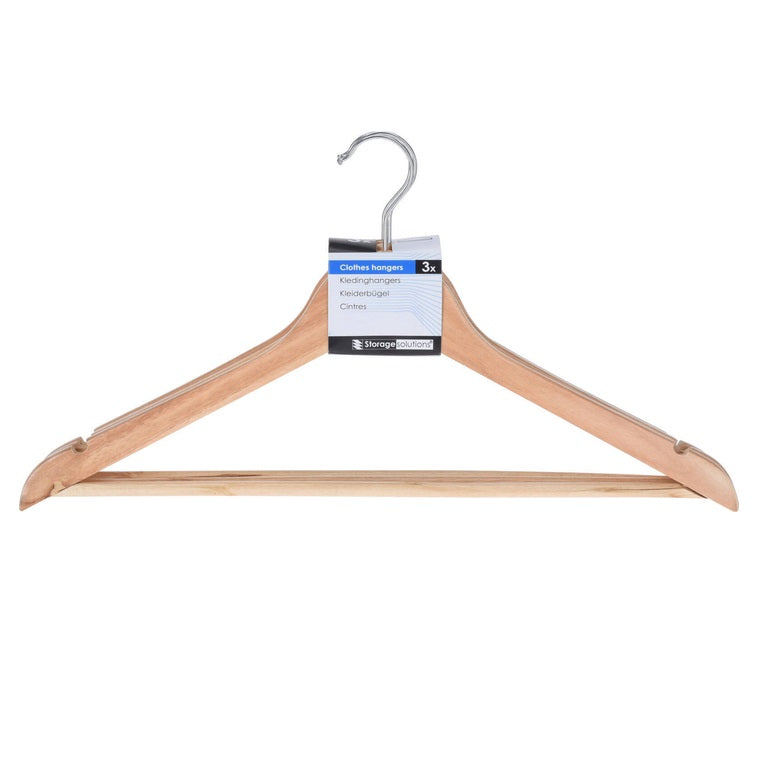 Storage Solutions Wooden Clothes Hangers Pack of 3 176289