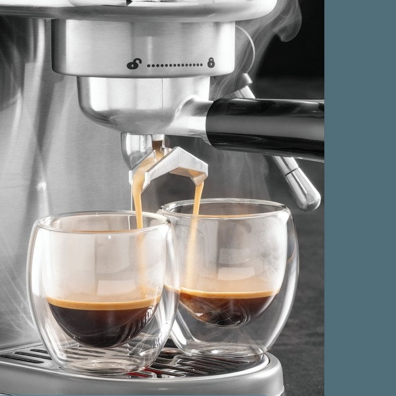 Daewoo 20 Bar Digital Compact Barista Espresso Coffee Maker With Milk Frother Grey SDA2700 | Steam Wand | Barista Experience | 1.2Ltr Water Tank | Digital Display | Includes - Steam Jug and 2 Espresso Cups