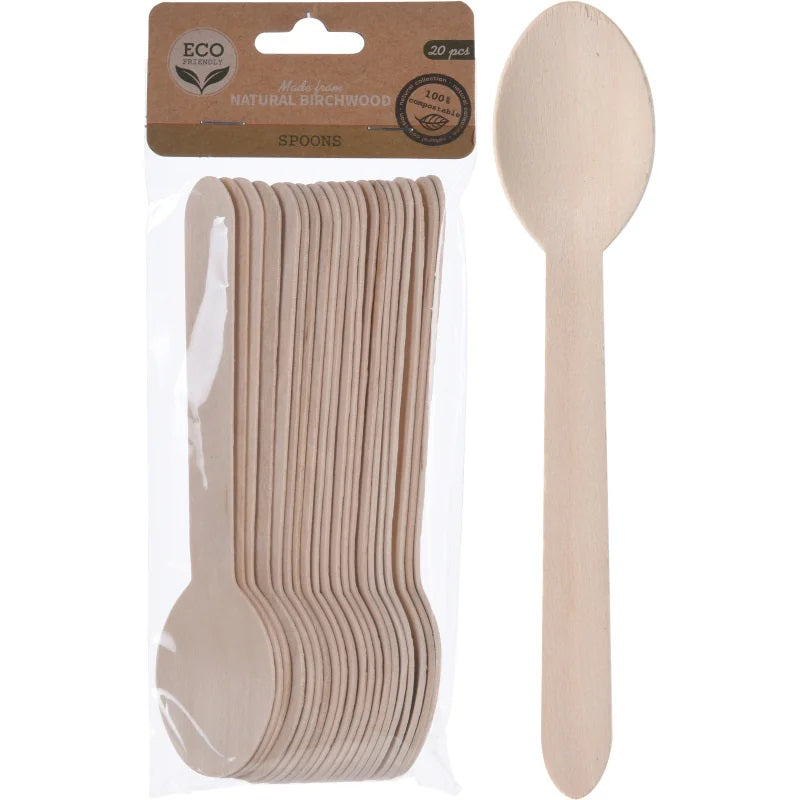 Eco Friendly Natural Birchwood Spoon Set Pack of 20 139127