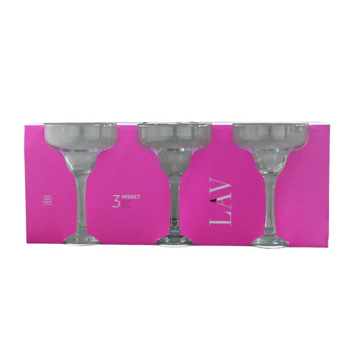 LAV Misket Cocktail Glasses Clear 300cc Pack of 3 MIS581 | Dishwasher Safe