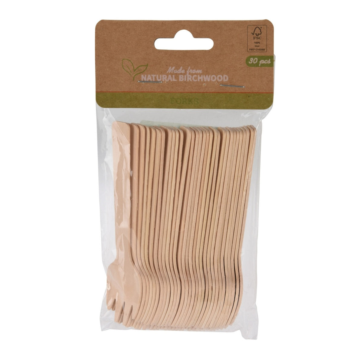 Natural Birchwood Fork Set Pack of 30 090191