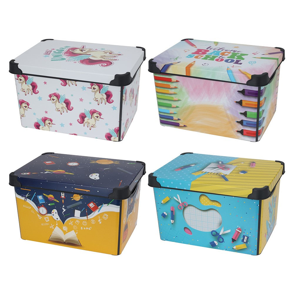 Storage Box with Lid Assorted 22Ltr 150724