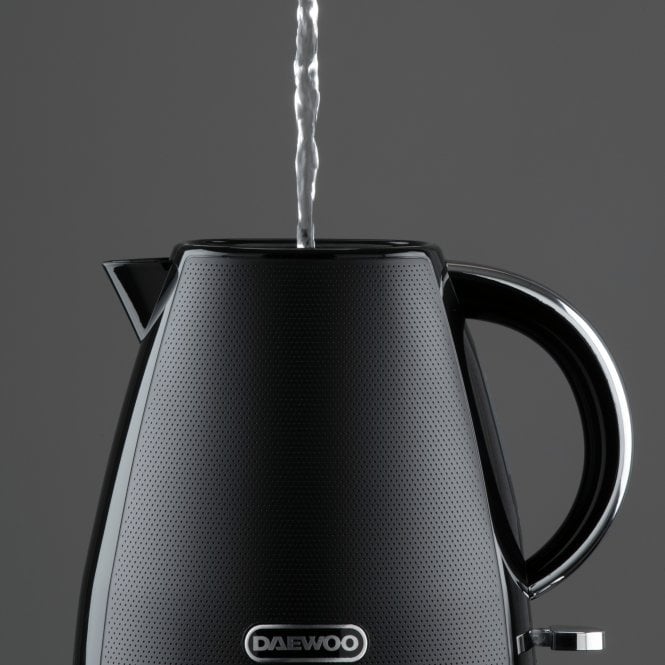 Daewoo Stirling Pyramid Kettle Black 1.7Ltr SDA2624 | 3KW Power| Removable Lid | Elegant Design | Removable Filter | Water Level Gauge | Built-In Safety Features | 360 Degree Swivel Base | Power Indicator | Auto Shut-Off