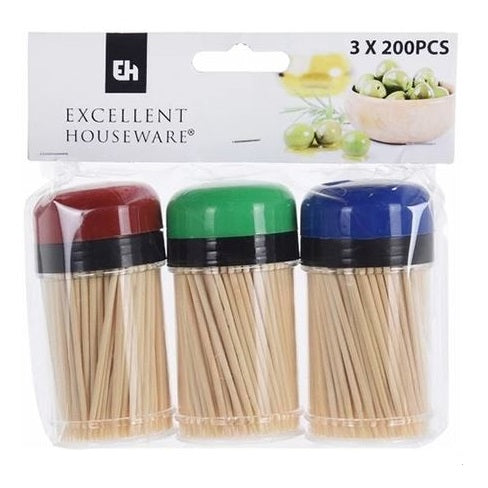 Excellent Houseware Bamboo Cocktail Picks Assorted 3 x 200-Piece 151955