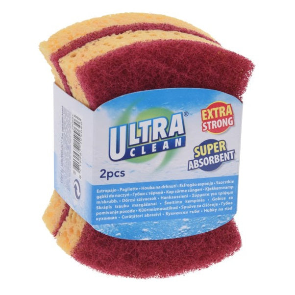 Ultra Clean Extra Strong Round Sponge Scourers Assorted Pack of 2 181393 | Super Absorbent