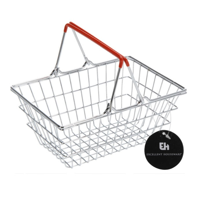 Excellent Houseware Stainless Steel Mini Shopping Basket Chrome 184mm x 130mm x 80mm 117226
