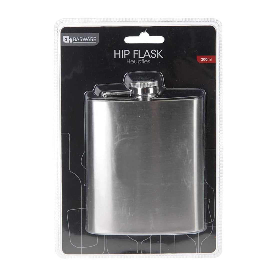 Excellent Houseware Barware Stainless Steel Hip Flask Chrome 200ml 084960