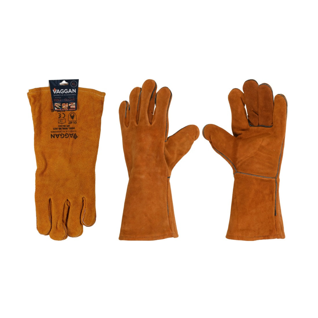 Vaggan BBQ Leather Gloves Brown XL 152343