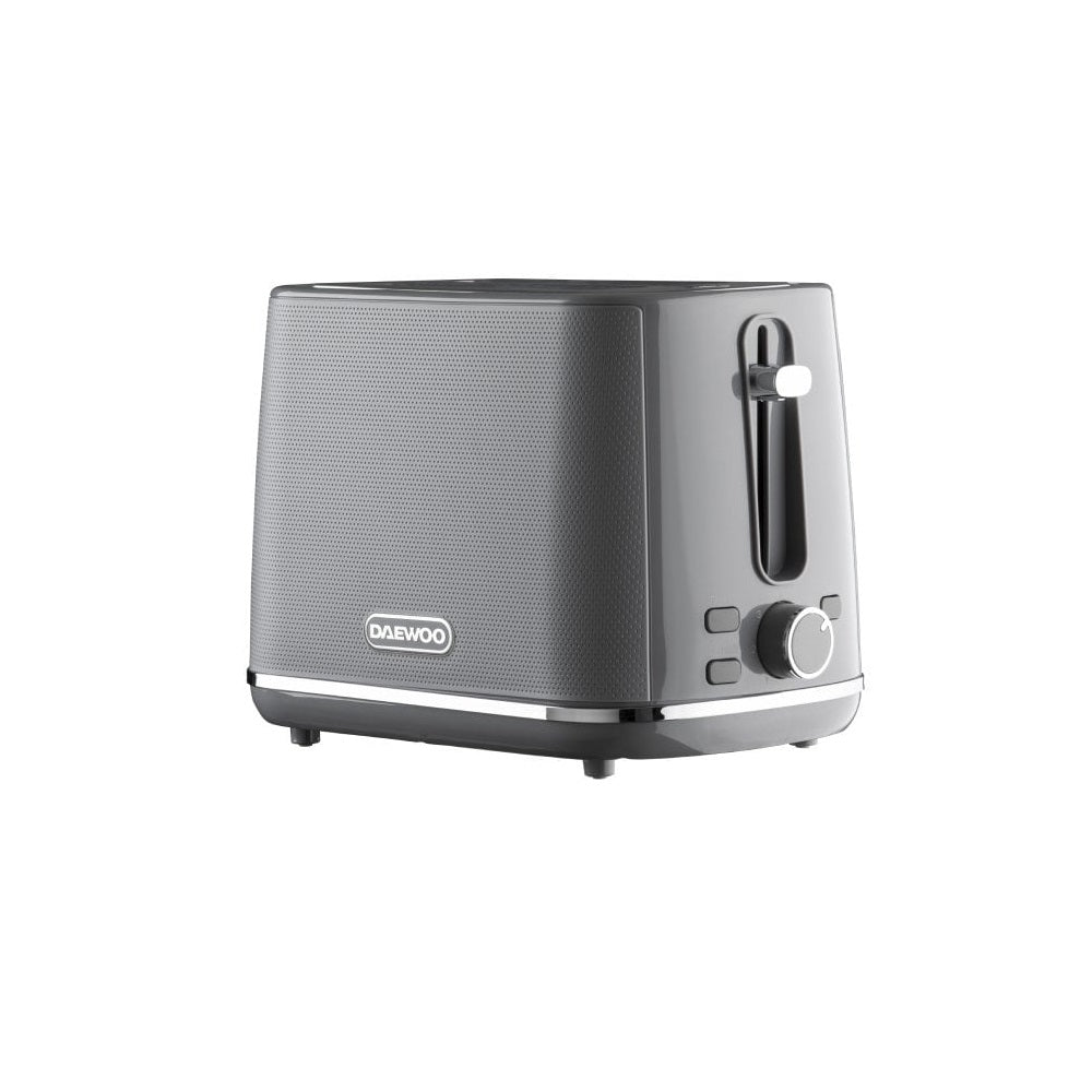 Daewoo Stirling 2 Slice Toaster Grey 26.9cm x 18.8cm x 16cm SDA2628 | Defrost | Reheat | Browning Control | Cancel Function | Removable Crumb Tray | 930W Power | Elegant Design