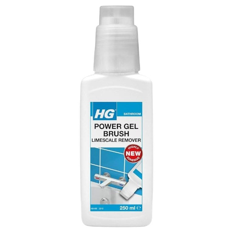 HG Power Gel Brush Bathroom Limescale Remover White 250ml 2310 | Highly Adhesive Gel