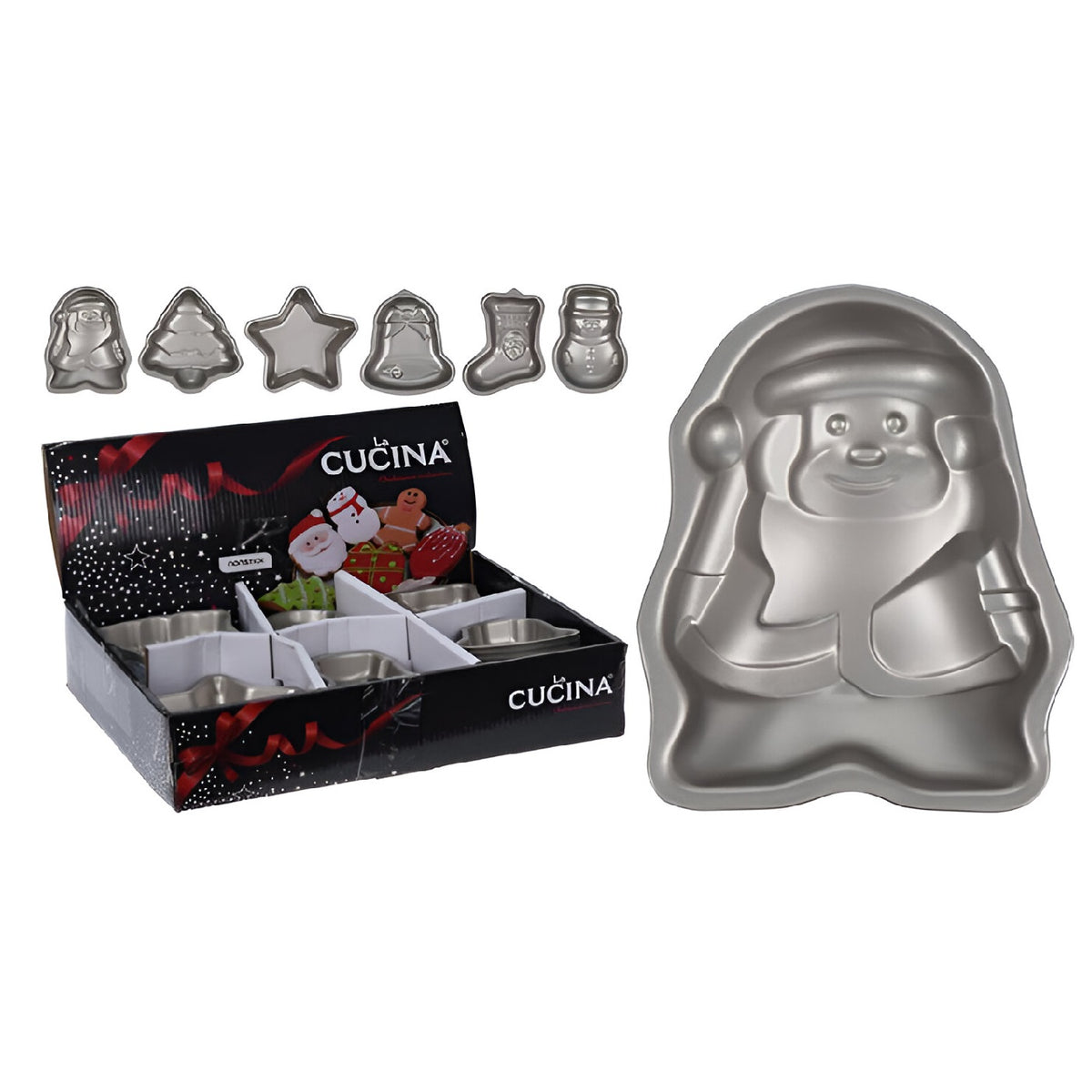 La Cucina X-Mas Non Stick Baking Form Assorted 12cm x 10cm x 2cm Pack of 1 197815 | Non Stick Coating