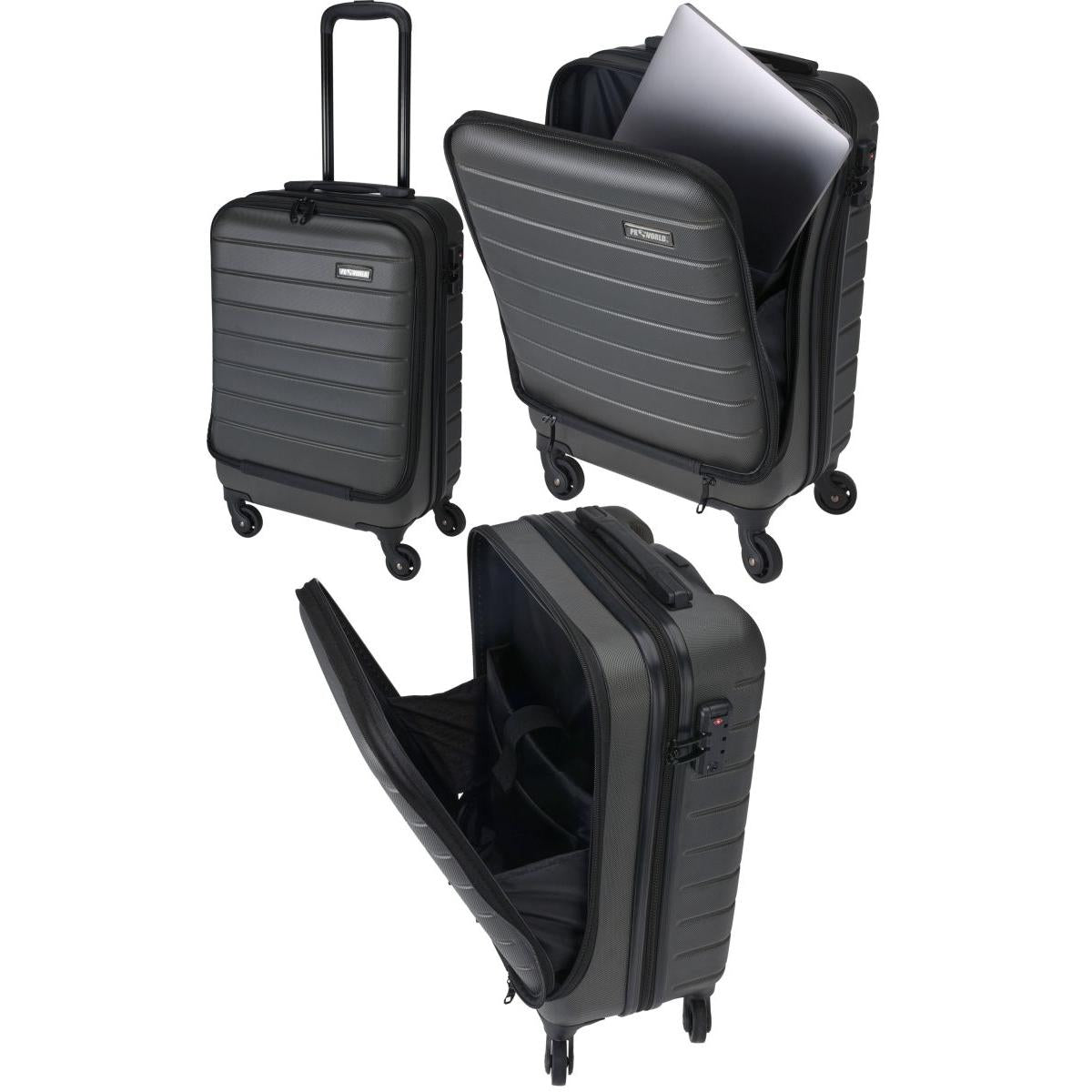 Proworld Travel Trolley Dark Grey 20-Inch 37Ltr 2.7Kg | 360 Degree Spin Wheels | Lightweight | ABS Material | Cabin Approved