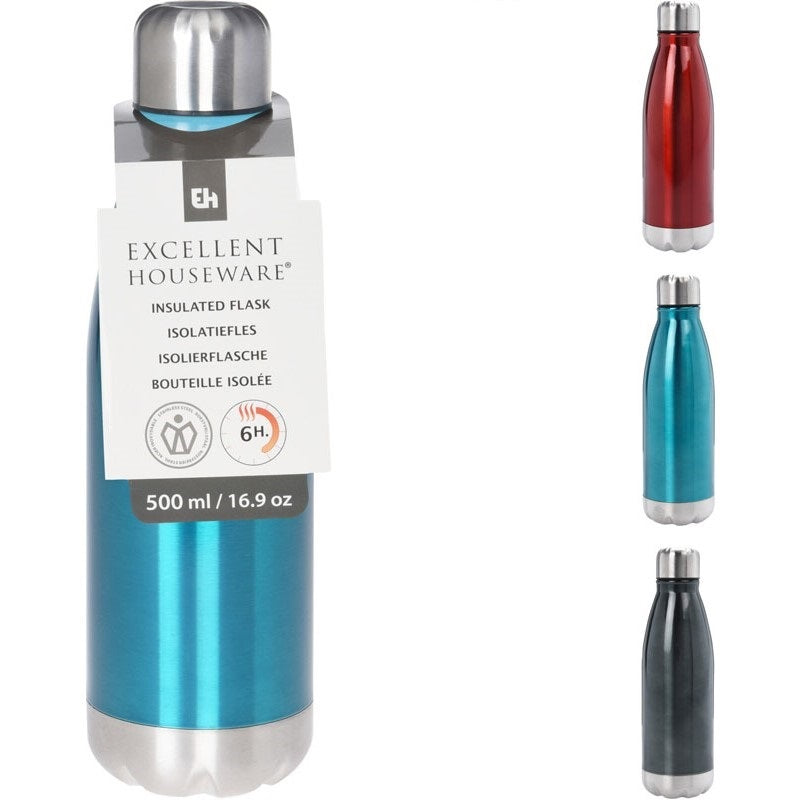 Excellent Houseware Insulated Vaccum Flask Assorted Colour 500ml Pack of 1