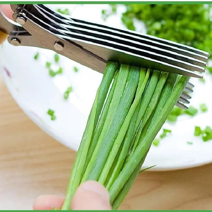 Excellent Houseware Stainless Steel Herb Scissor with 5 Blades Black 042870