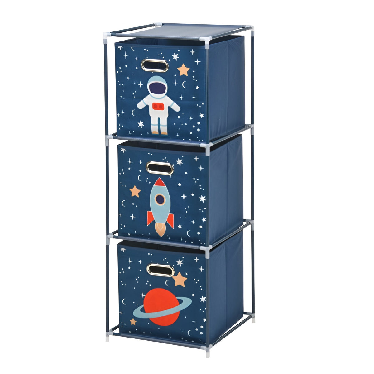 Storage Solutions Storage Shelves with 3 Compartments Blue 35cm x 35cm x H102cm 185129