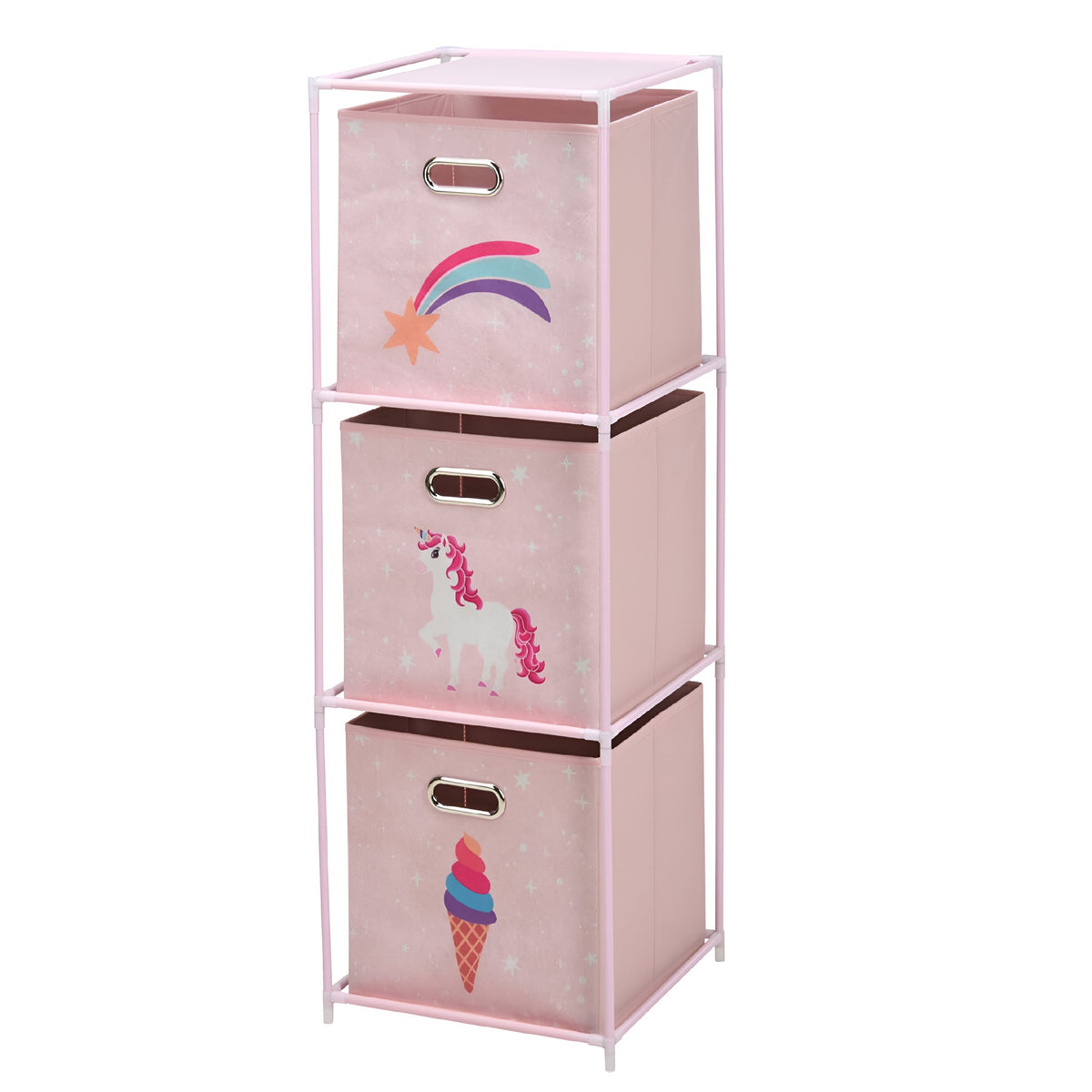 Storage Solutions Storage Shelves with 3 Compartments Pink 35cm x 35cm x H102cm 185131
