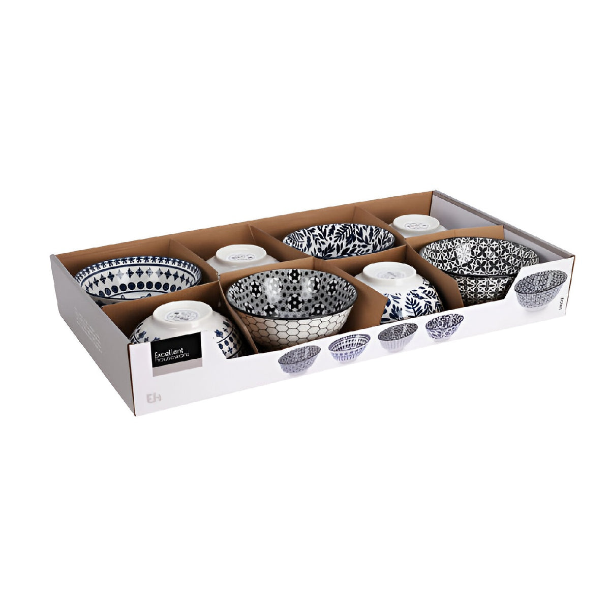 Excellent Houseware Porcelain Printed Bowl Assorted D155mm x H70mm Pack of 1 155408