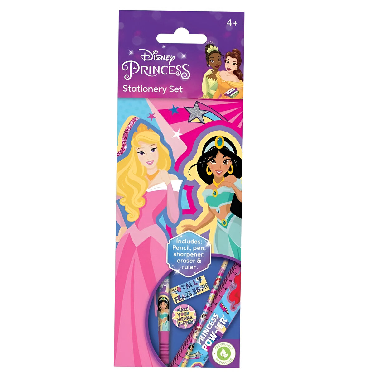 Design Group Disney princess Stationery Set Assorted PSNST/4 | Includes Pencil - Pen - Sharpener - Eraser and Ruler