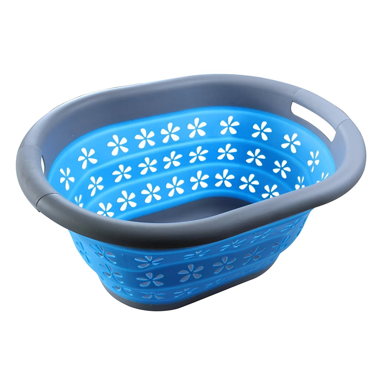 Laundry Master Collapsible Laundry Basket Blue and Grey 50.5cm x 37.5cm x 6cm LM3400 | Space Saving | Easy Grip Carry Handles | Easy Clean Surfaces | Collapses for Easy Storage | BPA Free