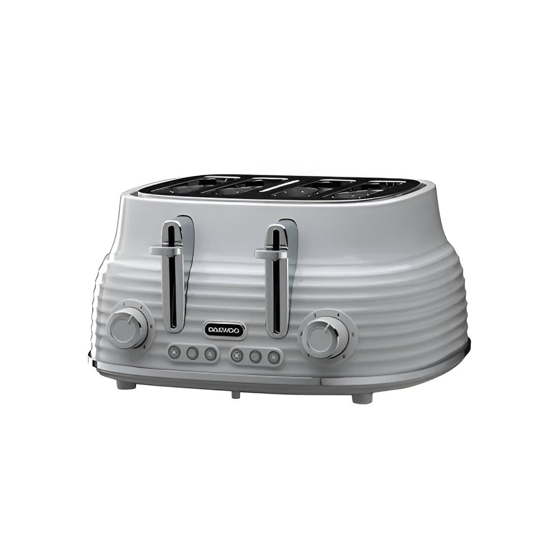 Daewoo Sienna 4 Slice Toaster Grey with High Lift Grey H25.cm x W32.7cm x D36.5cm 1640W - 1960W SDA2484 | Removable Crumb Trays | Variable Browning Control | Defrost - Reheat and Cancel Functions | Elegant Design