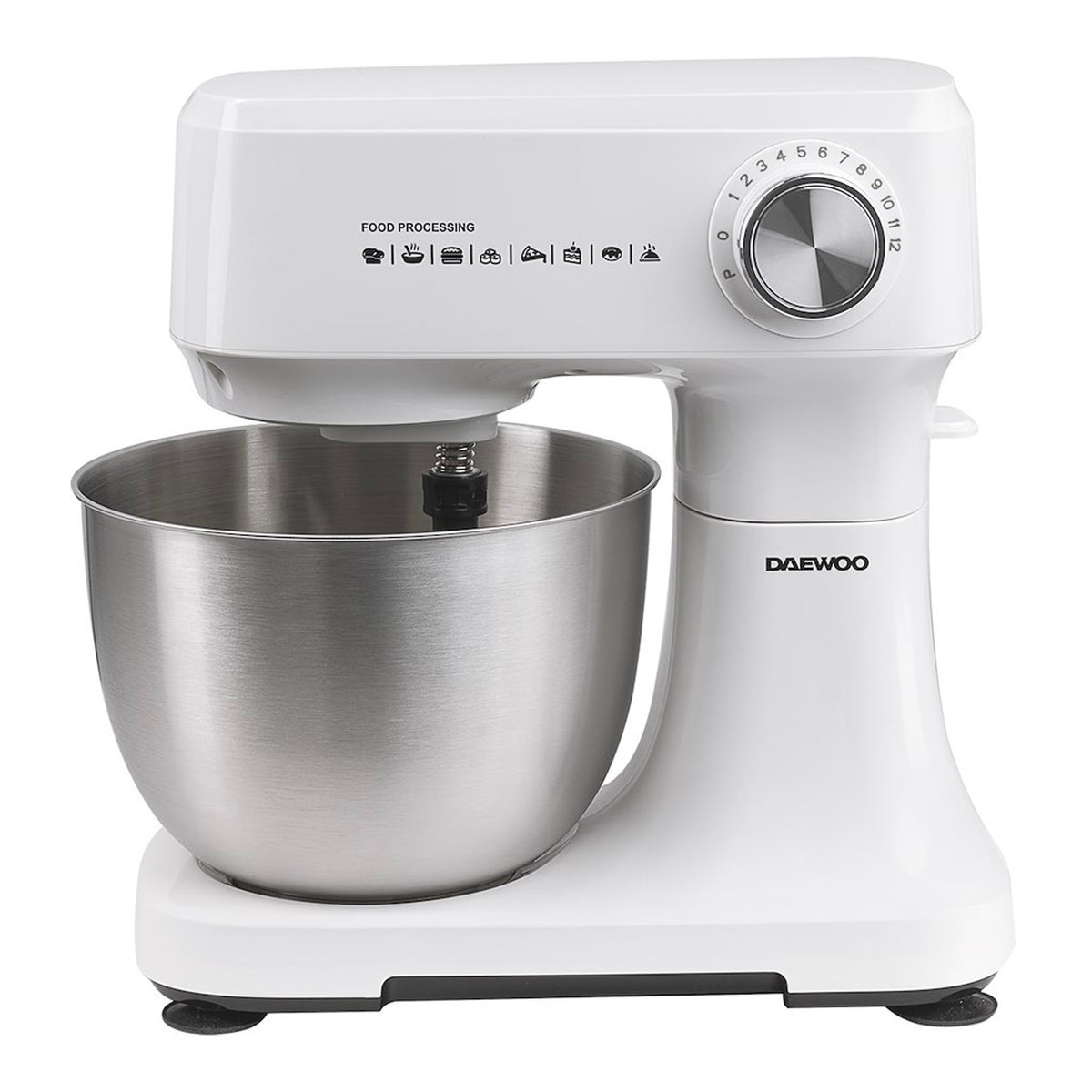 Daewoo Essentials Stand Mixer White 600W 3.5Ltr SDA2690 | 12 Speeds | Easy to Clean | Dishwasher Safe | Accessories Included