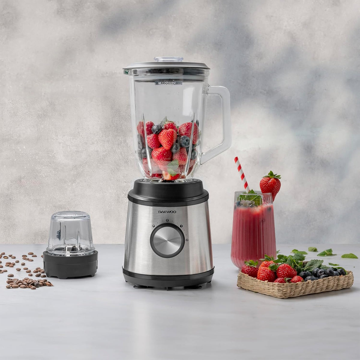 Daewoo Stainless Steel Jug Blender and Grinder Black 1500ml 800W SDA2734 | Pulse Function | Safety Lock | Easy to Clean