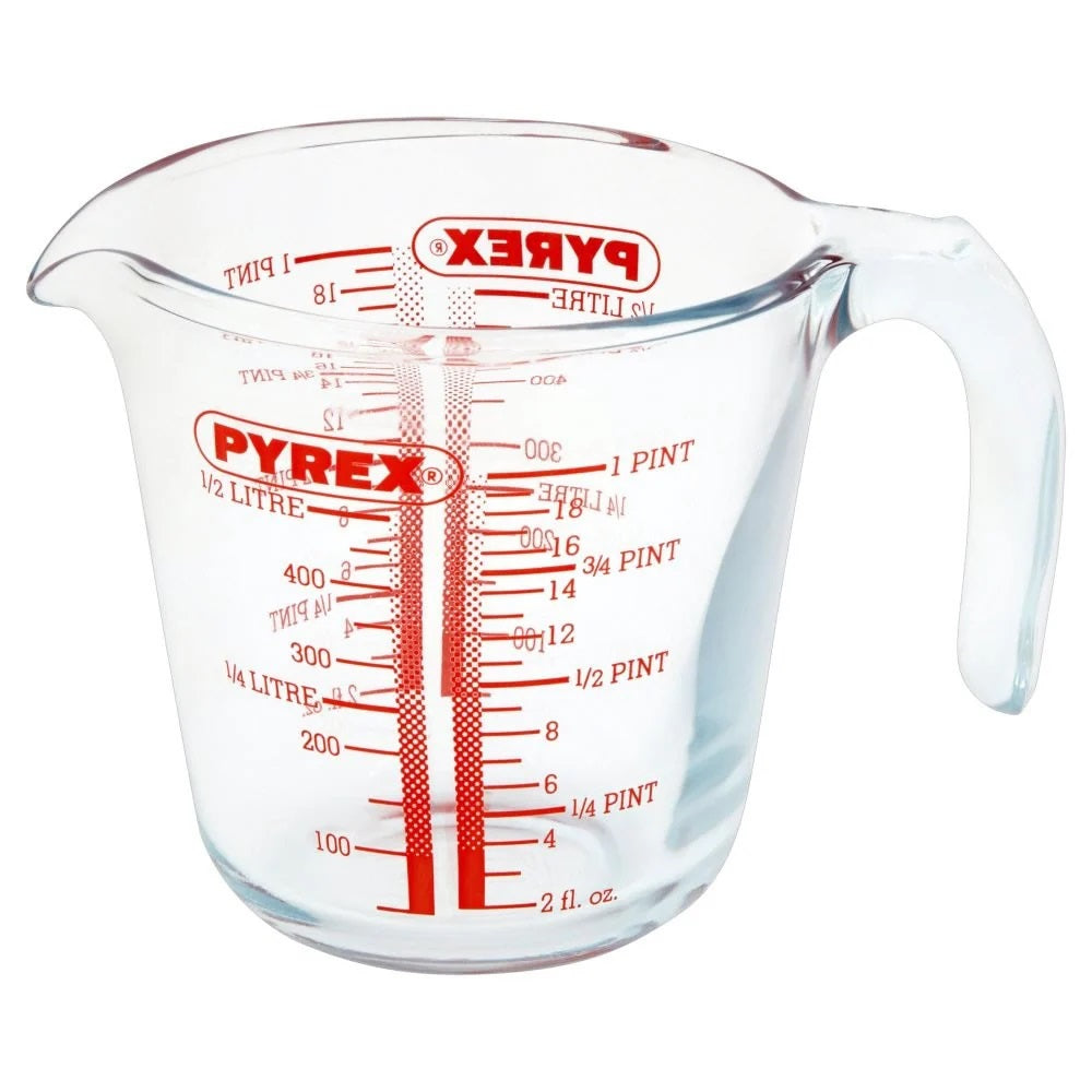 Pyrex Classic Glass Measure Jug Transparent 0.5Ltr 263B000 | Scratch Resistant