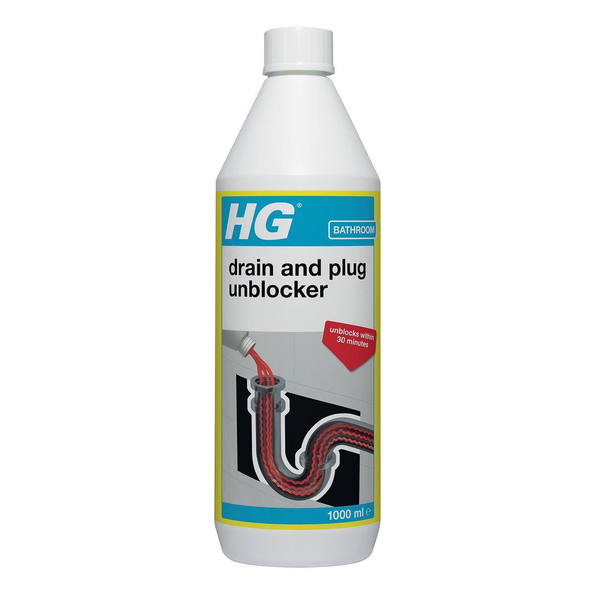 HG Liquid Drain and Plug Unblocker White 1Ltr 139100106 | Unblocks Within 30 Minutes
