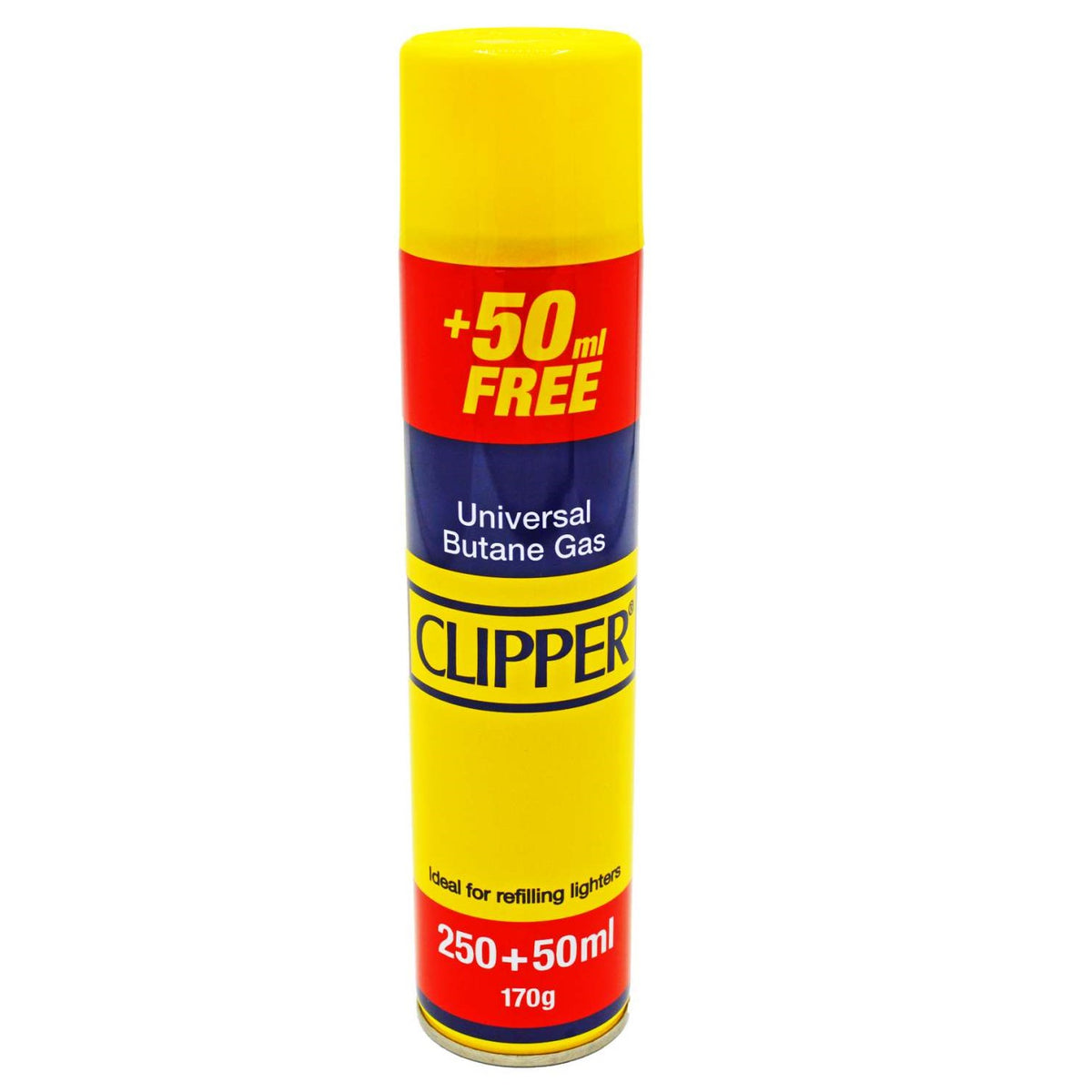 Clipper Universal Butane Gas Refill Bottle Yellow 300ml | Ideal for Refilling Lighters