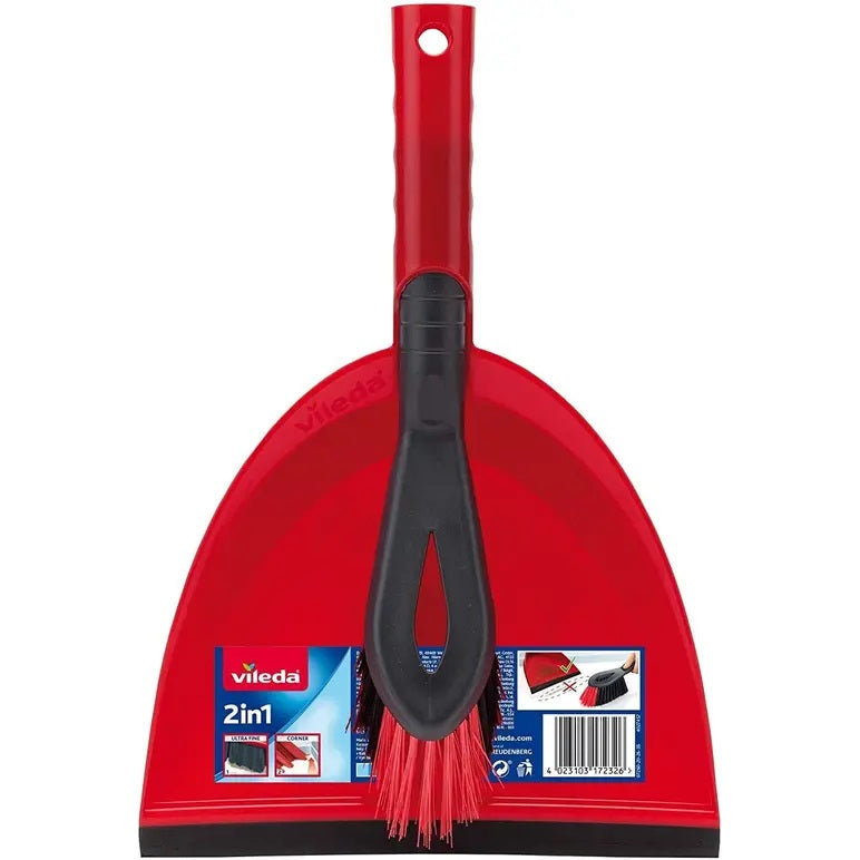 Vileda 2 in 1 Dustpan and Brush Set Red and Black 4027457