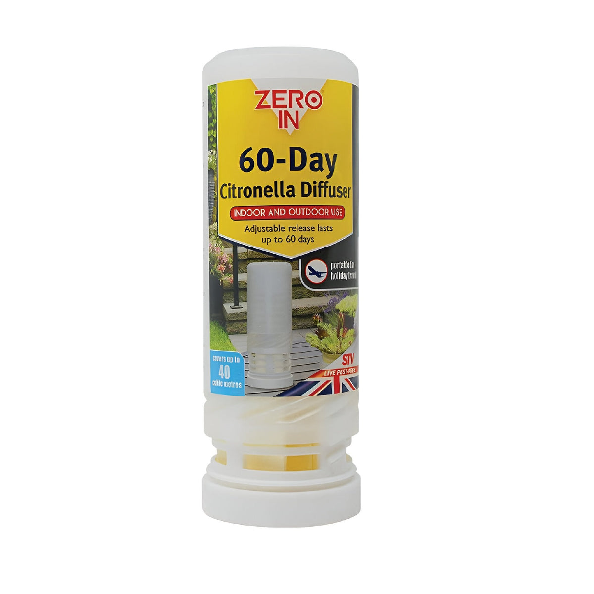 STV Zero In 60 - Day Citronella Diffuser White ZER885 | Fly and Insect Killer | Indoor and Outdoor Use
