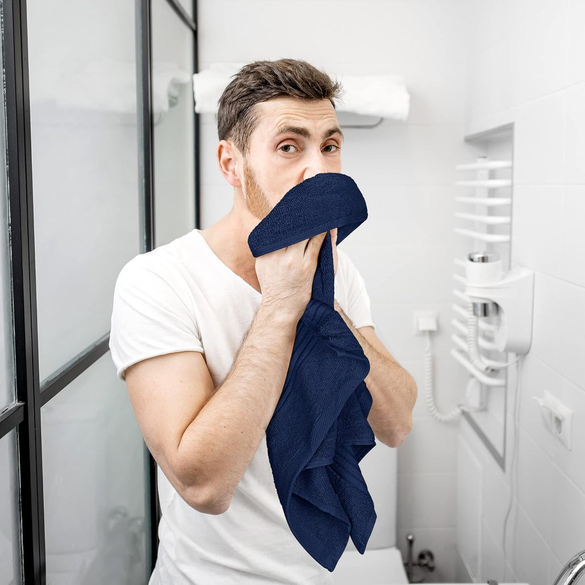 Supreme Zero Twist Hand Towel Blue 50cm x 80cm Pack of 4 41108382 | Quick Absorbent and Super Soft