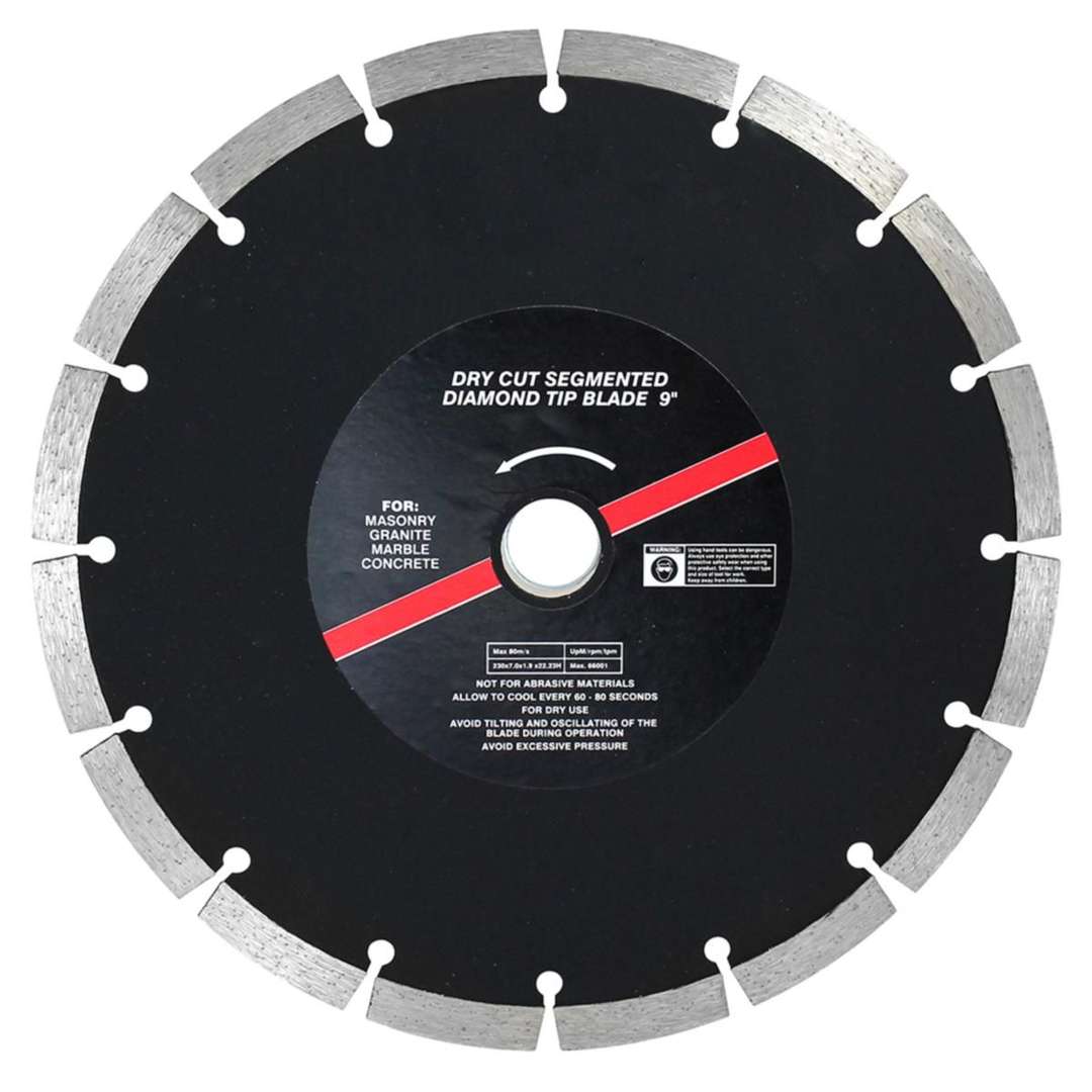 Dekton Dry Cut Segmented Diamond Tipped Blade Black 23.5mm x 1mm x 27.5mm DT80455 | 22mm Core | 230mm Disc