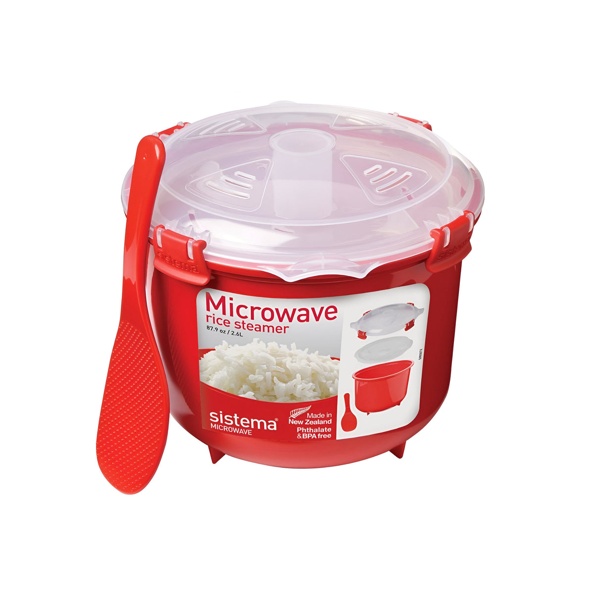 sistema-microwave-rice-steamer-red-and-clear-2.6ltr-1110--bpa-free--phthalate-free