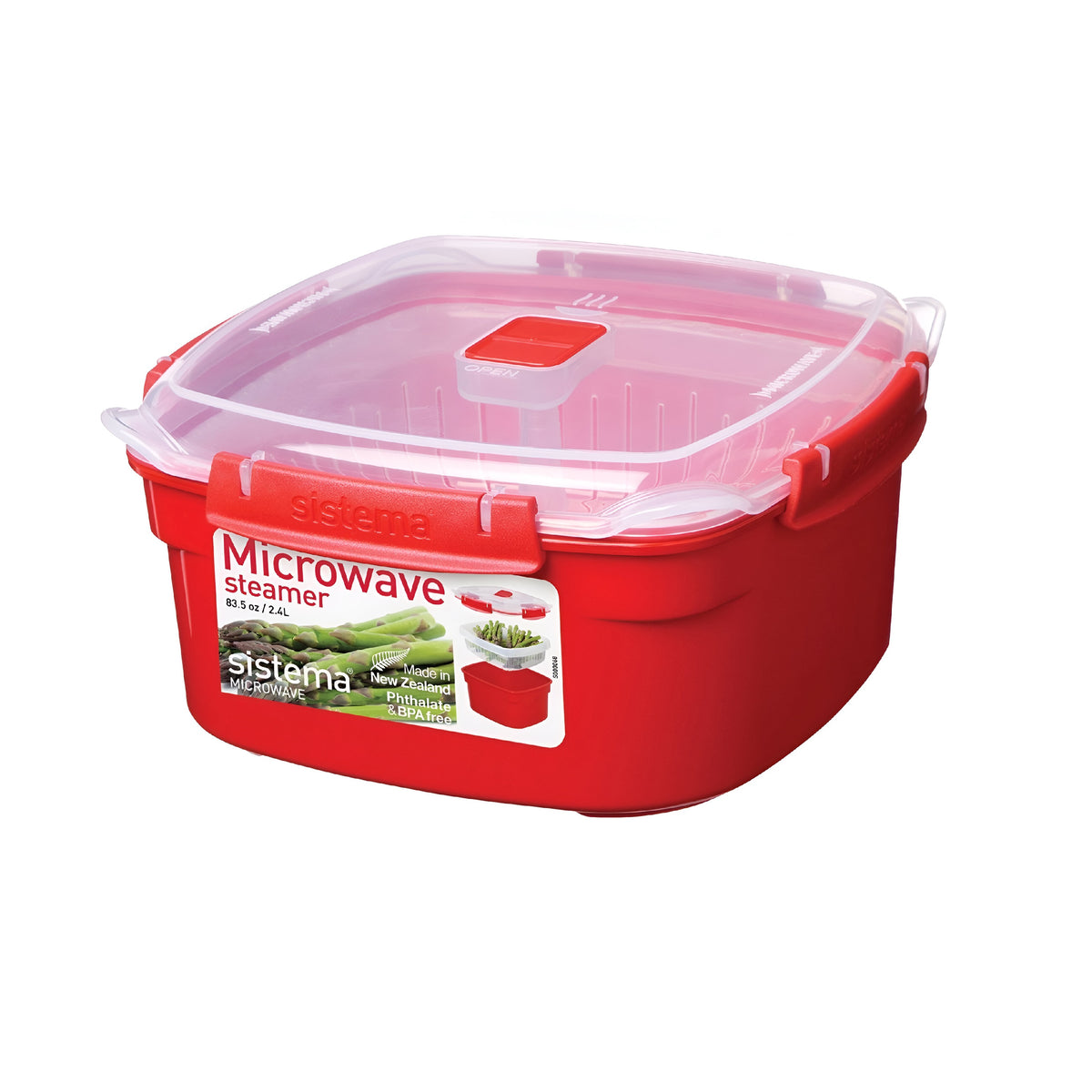 sistema-microwave-steamer-red-and-clear-medium-20.9cm-x-20.9cm-x-10.5cm-2.4ltr-1102--bpa-free--phthalate-free