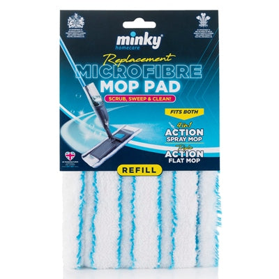 Minky Replacement Microfibre Mop Refill Pad White and Blue