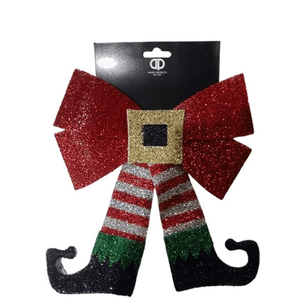 Davies Elf Tinsel Bow Multicoloured 23cm x 28cm 60086