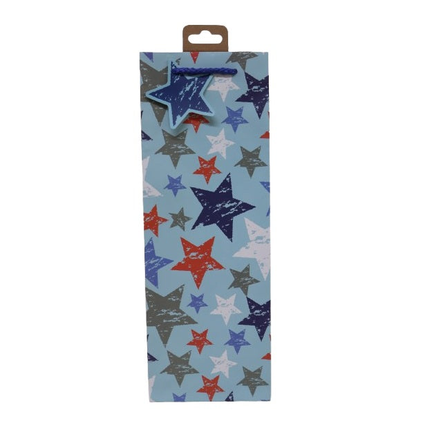 Clairefontaine Eurowrap TCF Stars Bottle Gift Bag with Handles Multicoloured 127mm x 355mm x 90mm Pack of 12 34924-4C
