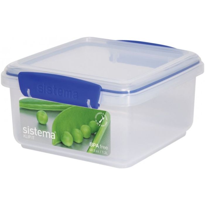 sistema-klip-it-square-plastic-lunch-plus-food-container-with-rubber-seal-transparent-1.2ltr-01650--bpa-free