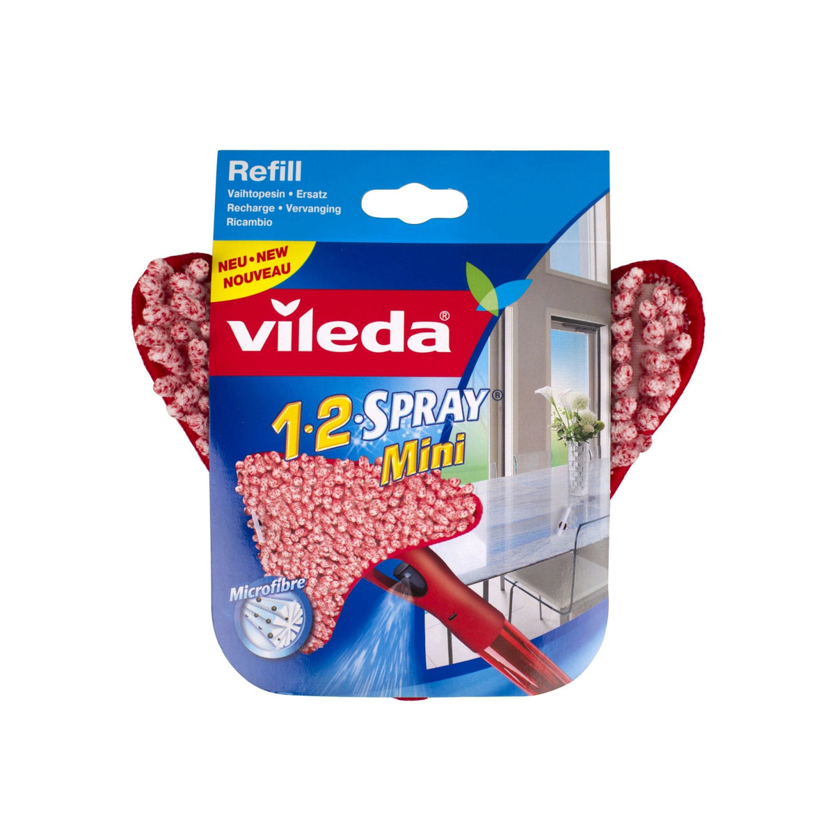 Vileda 1-2 Spray Mini Replacement Microfibre Pad Red 138121