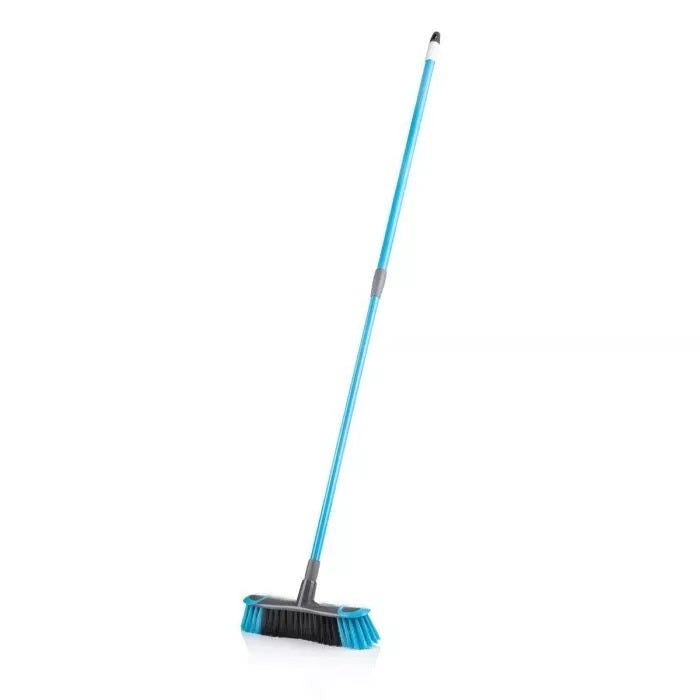 Minky Broom with Telescopic Handle Blue and Black | Rubberised Furniture Protector | Easy Dust Hair and Dirt Collection
