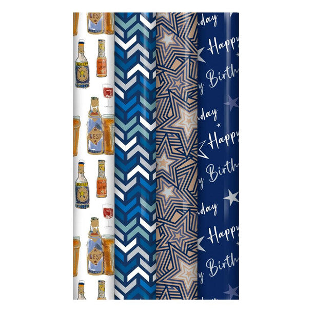 Eurowrap Recyclable Gift Wrap Assorted 3Mtr 35585-GWC