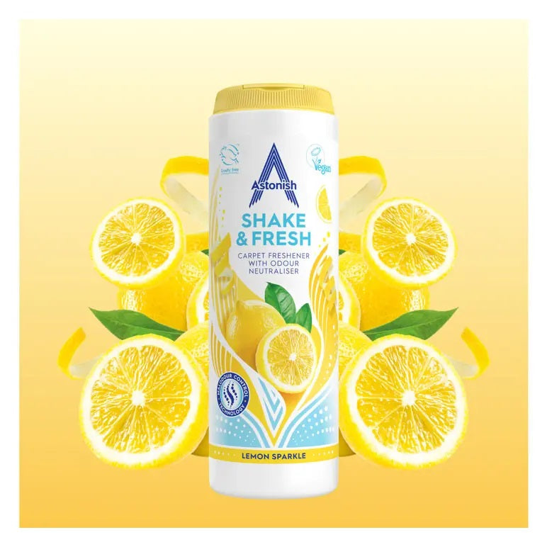Astonish Shake and Fresh Carpet Freshener Lemon Sparkle Multicoloured 350g 2250L-2 | With Odour Neutraliser | Malodour Control Technology