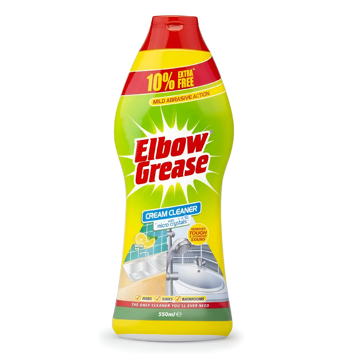 151 Elbow Grease Cream Cleaner Lemon Fresh Multicolour 550ml 1088 | Mild Abrasive Action | Removes Tough and Stubborn Stains