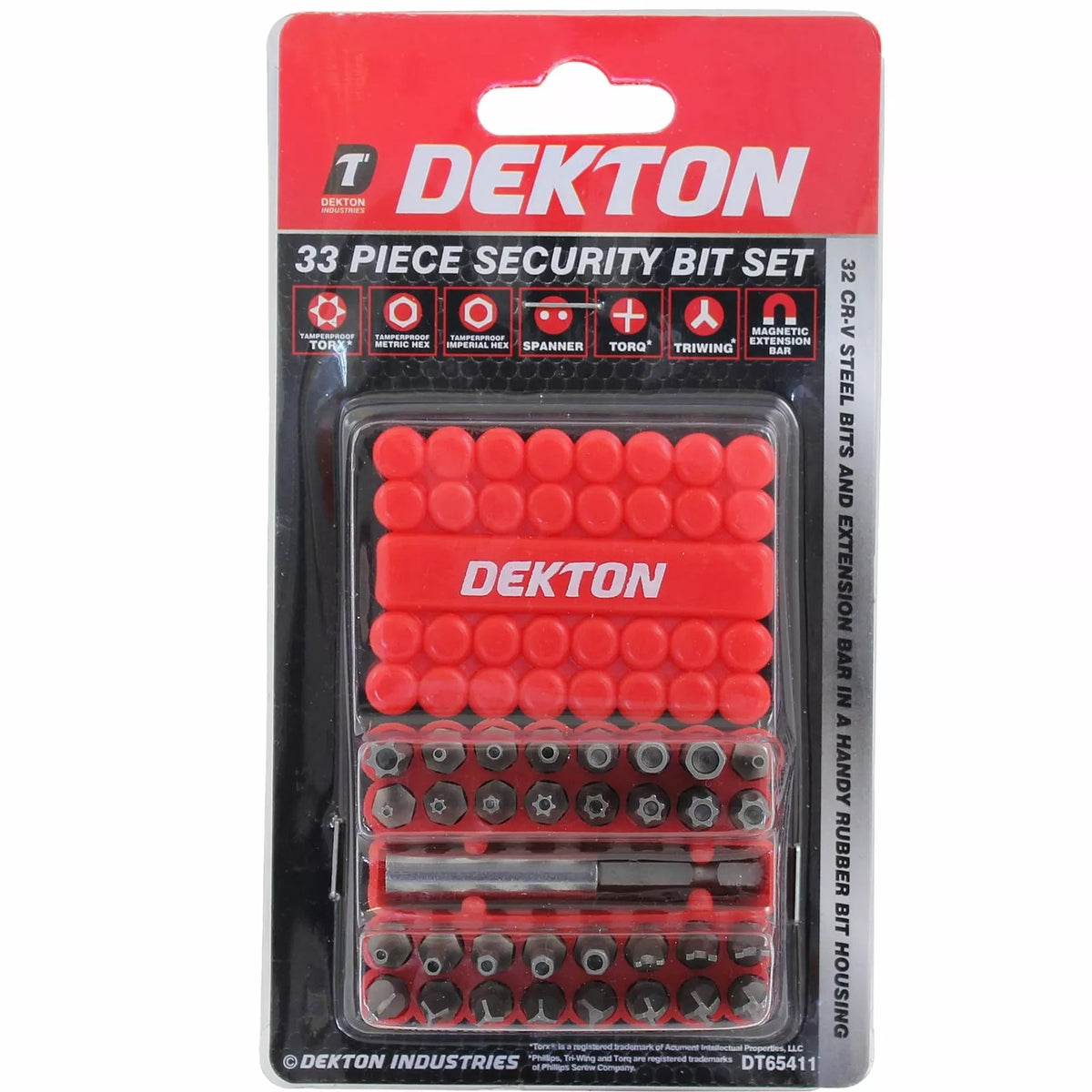Dekton Security Bit Set Silver Assorted Pack of 33 DT65411